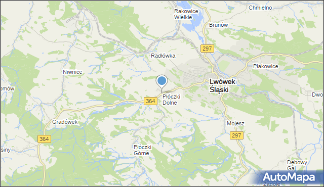 mapa Płóczki Dolne, Płóczki Dolne na mapie Targeo